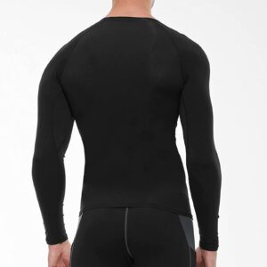 3 Pack Men's Compression Shirts Long Sleeve Athletic Base Layer Running Top UV Sun Protection Outdoor Work Out Shirts Black M