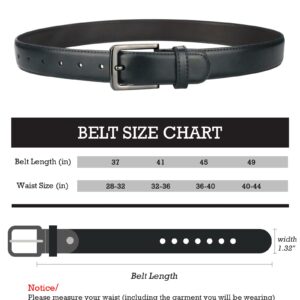 Alphyly Neries Men Black Leather Belt, Men's Casual Dress Belt For Suits, Jeans, Uniform, Work Business Belt For Men