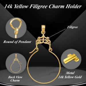 Auriga Fine Jewelry 14k Yellow Gold Filigree Charm Holder Gift for Women