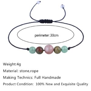 Multistyle Healing Crystal Stone Bead Strand Card Bracelets Handmade Adjustable Wax Rope Yoga Amethyst Tigereye Chakra Bracelets for Women Men Meditation Relax Anxiety Jewelry Gift (Fertility)