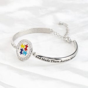 FEELMEM Autism Mom Jewelry God Found Some of The Strongest Women Bracelet Autistic Gift Autism Awareness Jewelry Proud Autism Mom Gift (God Found-silver)