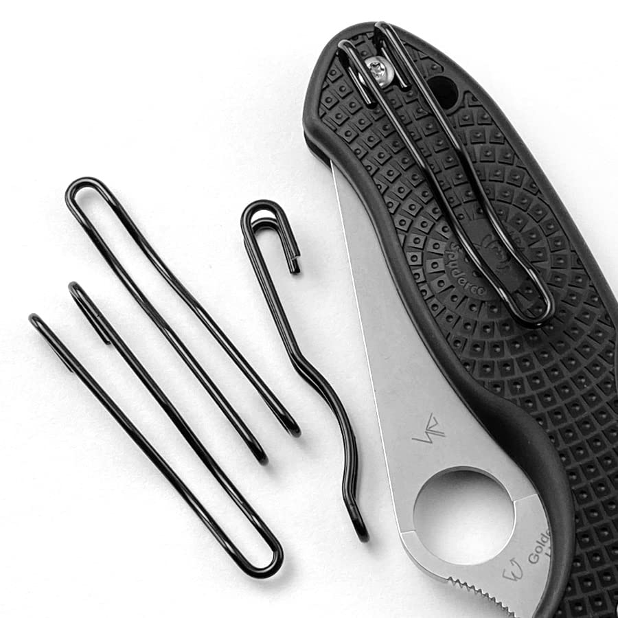 Black Deep Carry Wire Pocket Clip For Spyderco US SHIPPING, Spyderco Replacement Clip, Stainless Steel