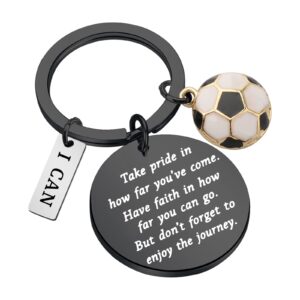 FUSTMW Soccer Keychain Sports Ball Inspirational Gifts Soccer Player Gifts for Soccer Lover (black)