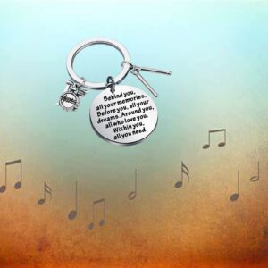 FEELMEM Drummer Gift Behind You All Your Memories Keychain Drum Kit Gifts Musician Jewelry Music Student Graduation Gift Percussion Jewelry (Drummer-ky)