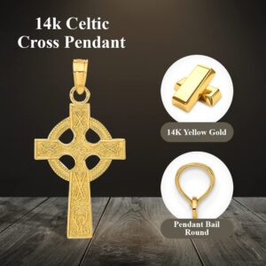 Auriga Fine Jewelry 14k Yellow Gold Celtic Cross Pendant Gift for Women