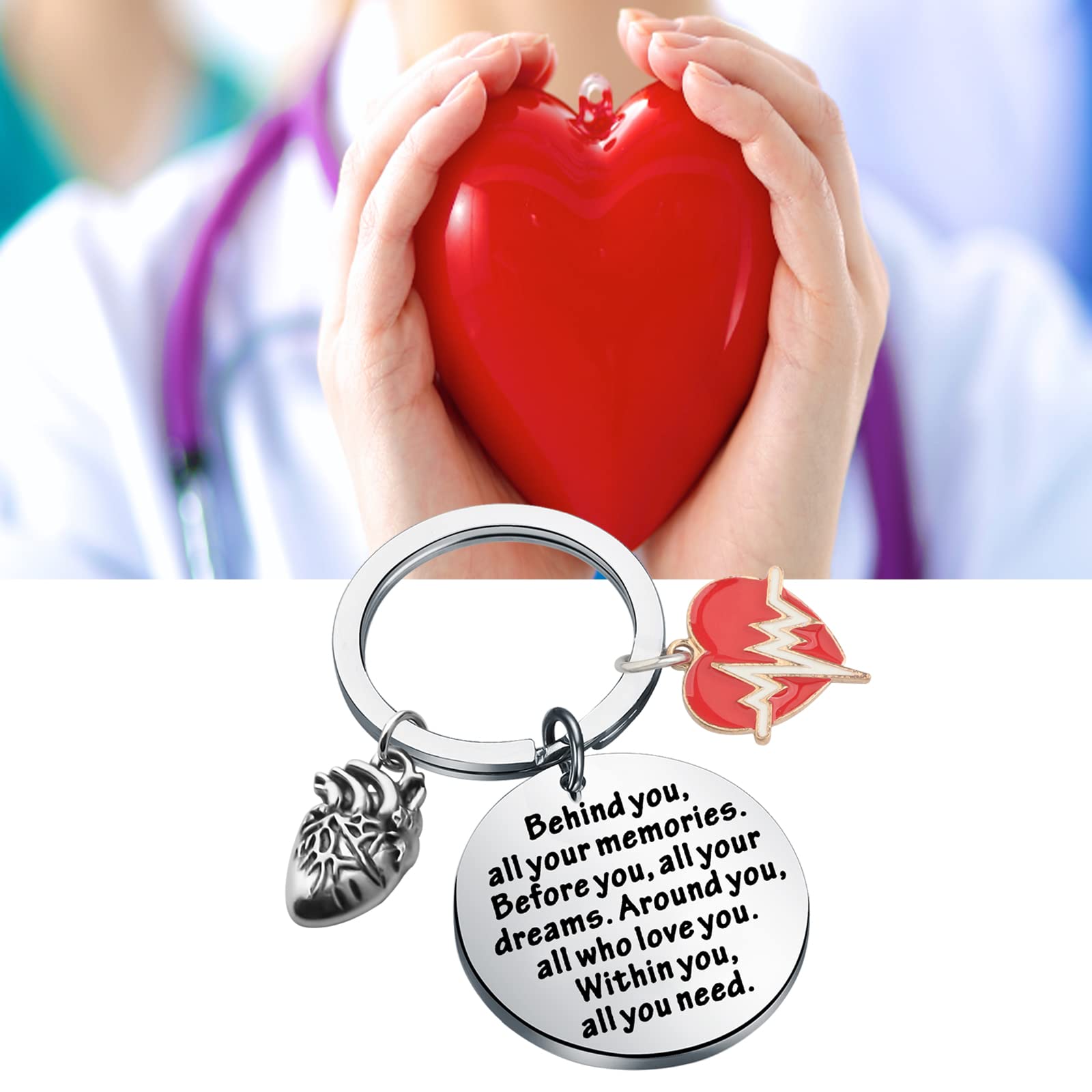 FEELMEM CHD Awareness Gifts Keychain CHD Congenital Heart Defect Awareness Gifts Heart Attack Survivor Gifts