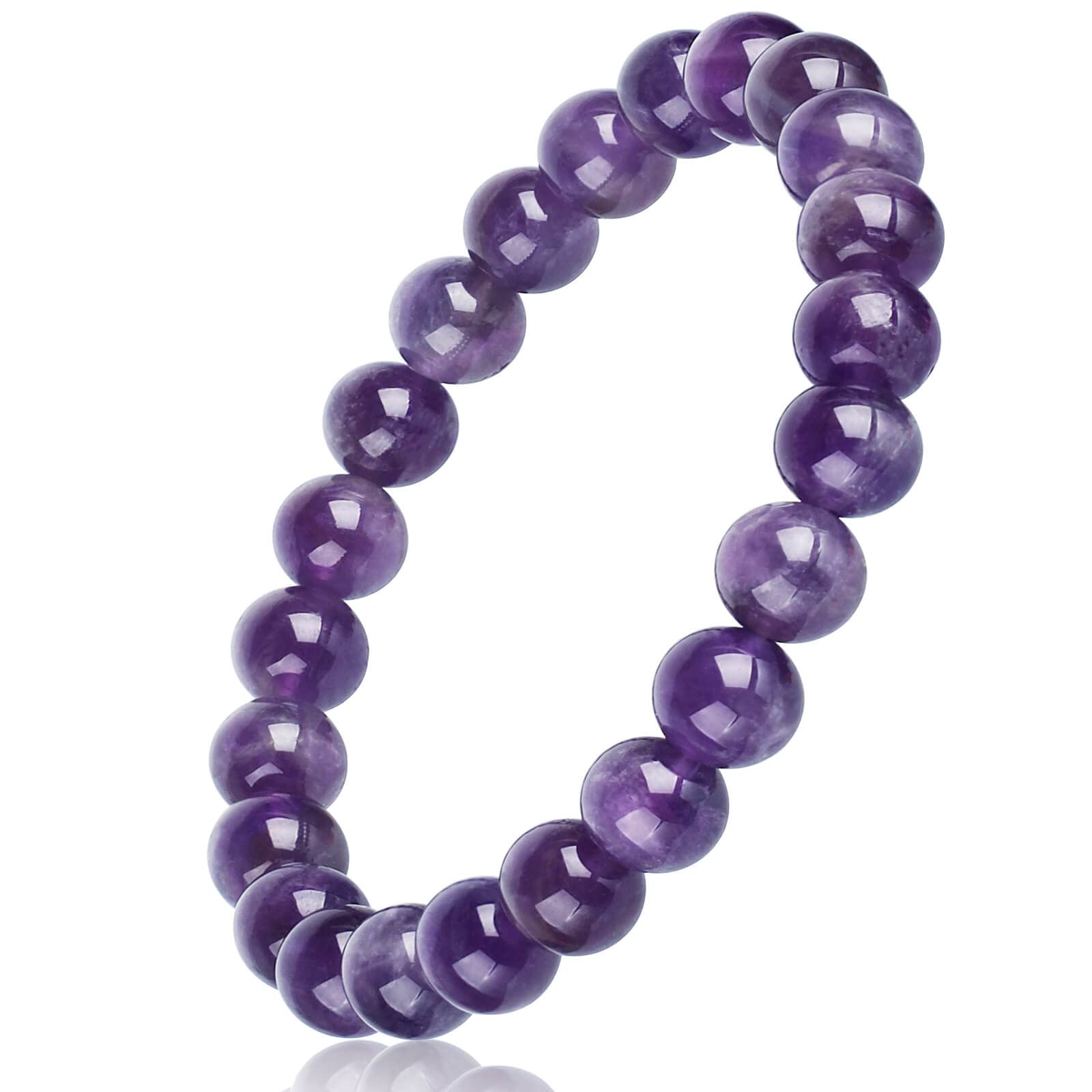 HOZEAL Handmade Amethyst Bracelet, Love Friendship Crystal Stone Protection Amethyst Bracelet, Business Money Wealth Prosperity Good Luck Energy Beaded Bracelets for Men Women