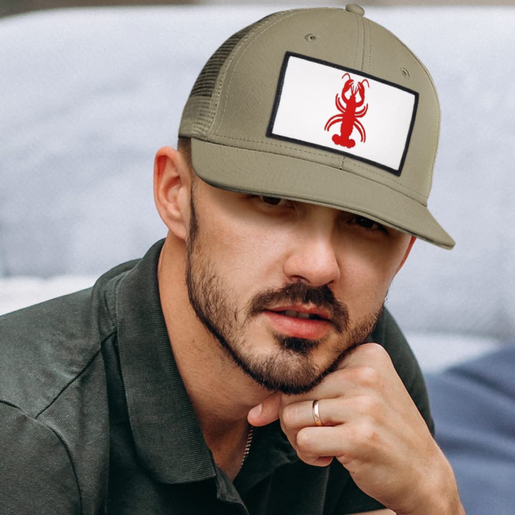 Patch Hat Trucker Baseball Cap Lobster Animal Image Ocean Fresh Lobster Cotton Sea Creature Dad Hat for Men Women Black Rectangle Patch