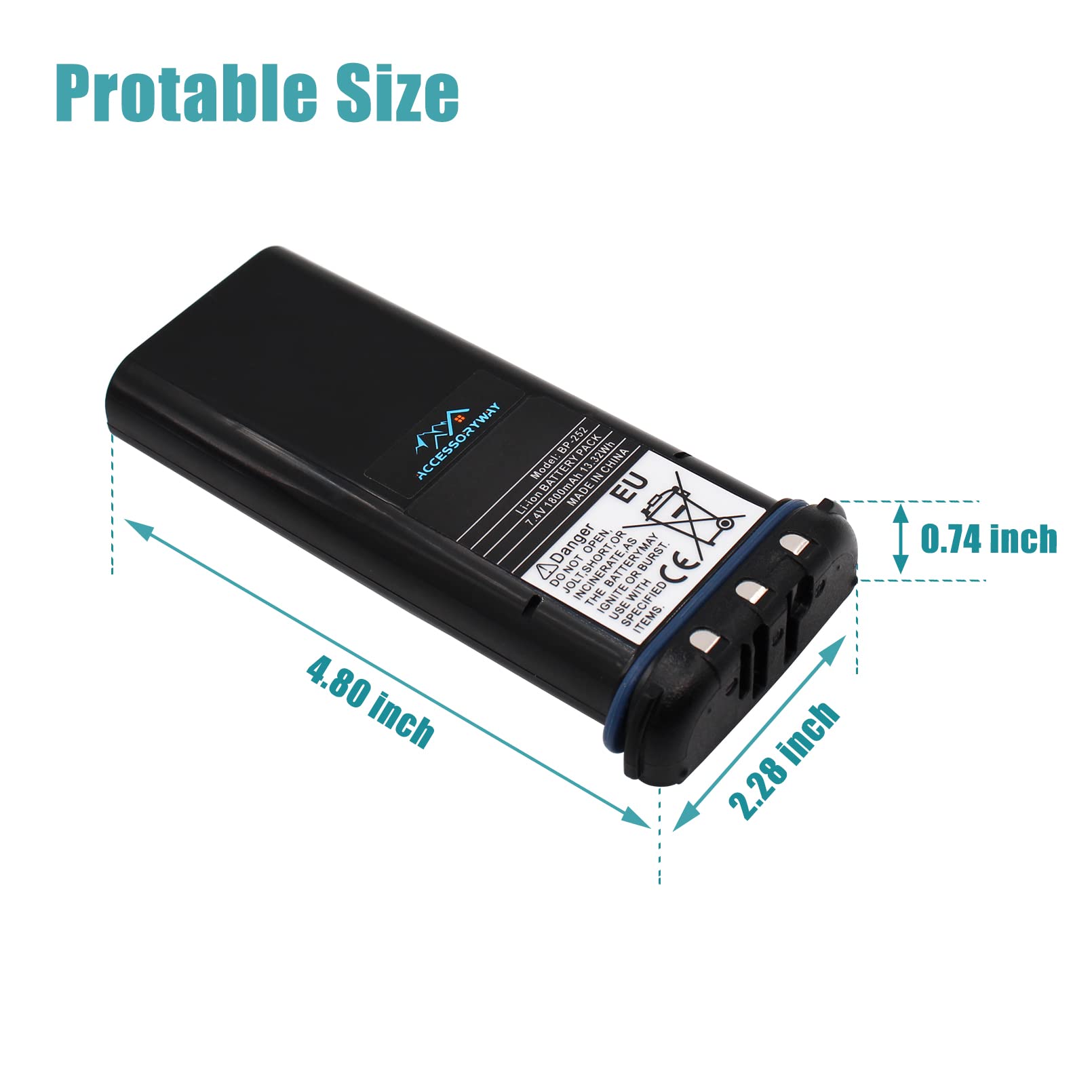 Accessoryway BP-252 7.4V 1800mAh Li-Ion Battery Compatible for ICOM IC-M36 IC-M33 IC-M34 Marine Radio Replacement Battery