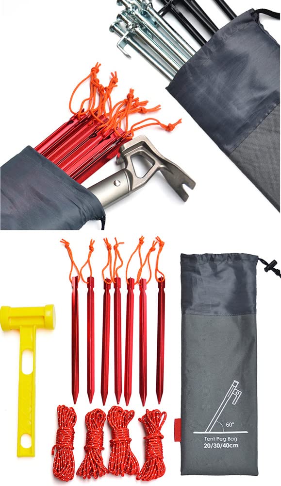 YTYKINOY 3 Pieces Outdoor Tent peg Storage Bag Camp Accesorries Bag Camping Tent Stakes Sleeve (L, M, S)