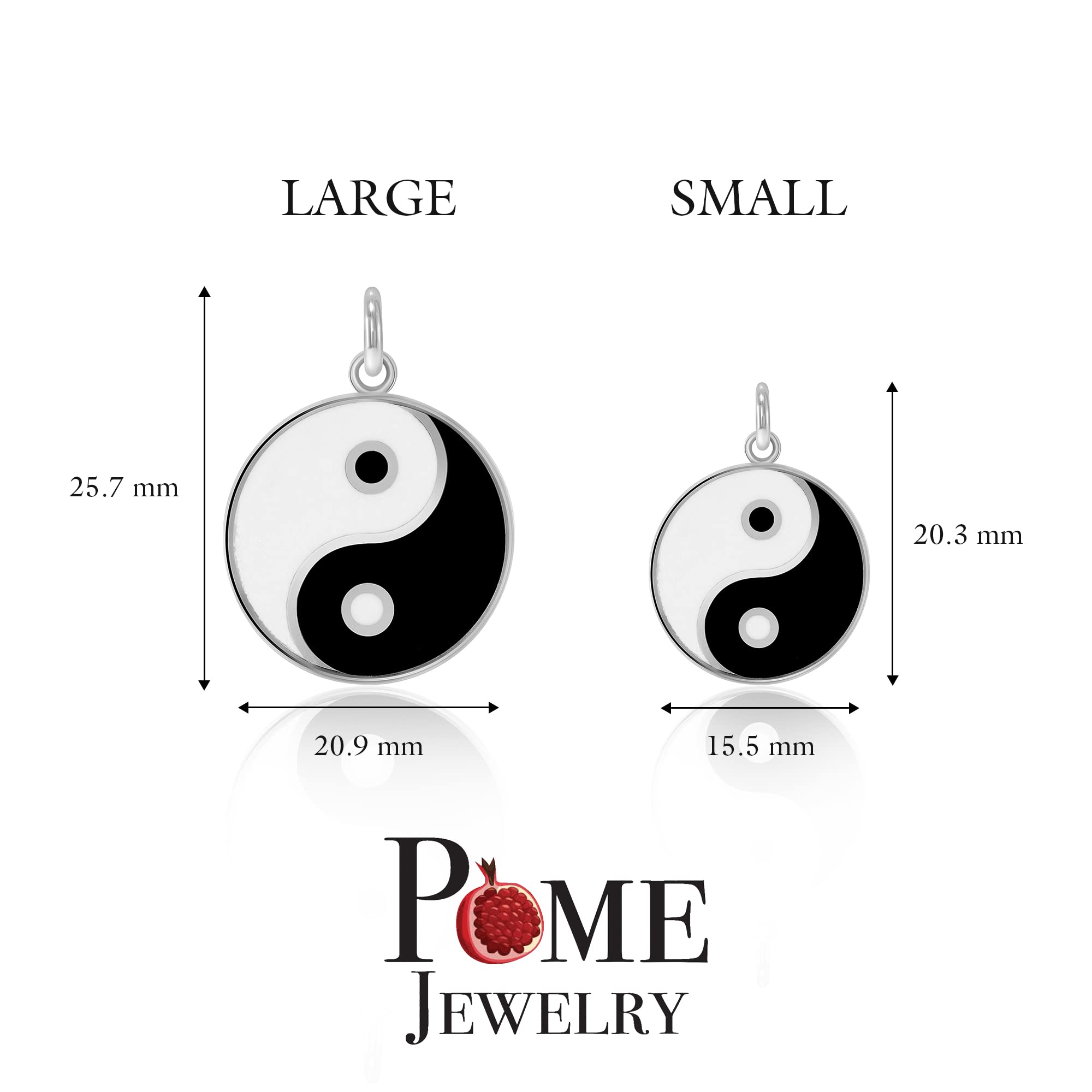 Pome Yin and Yang Pendant Necklace in Sterling Silver, Made in America (Pendant Only, Large Pendant)