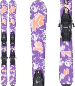 k2 luv bug girls skis 124 w/fdt jr. 4.5 bindings