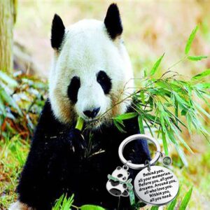 FEELMEM Animal Panda Bear Jewelry Behind You All Your Memories Panda Charm Keychain Spirit Animal Gift Panda Lovers Gift for Friends (Panda-ky)