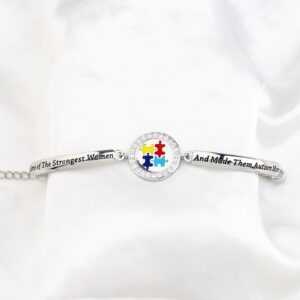 FEELMEM Autism Mom Jewelry God Found Some of The Strongest Women Bracelet Autistic Gift Autism Awareness Jewelry Proud Autism Mom Gift (God Found-silver)