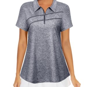 MISS FORTUNE Womens Athletic Tops Short Sleeve Moisture Wicking Shirts, Fit for Golf Gym Tennis Hiking Ruuning