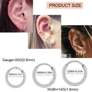 PLOMFOV 20G Stainless Steel Stud Earrings for Women Men CZ Heart Star Moon Flat Back Earrings Cartilage Hoops Helix Tragus Daith Earrings Piercing Jewelry Silver