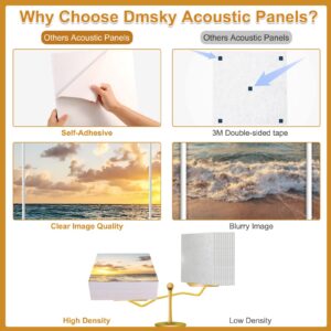 Dmsky Art Acoustic Panels,48“x36”Acoustical Wall Panel, Decorative Sound Absorbing Panel for Walls, Studio Acoustic Treatment Soundproof Wall Panel,12 Pack,Beach