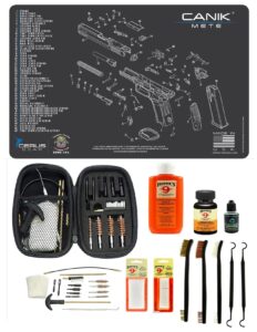 edog range warrior 27 pc gun cleaning kit - compatible with canik mete - schematic (exploded view) mat, range warrior universal .22 9mm - .45 kit & tac book accessories set