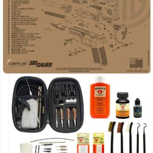 Range Warrior 27 Pc Gun Cleaning Kit - Compatible with SIG M17 TAN - Schematic (Exploded View) Mat, Range Warrior Universal .22 9mm - .45 Kit & Tac Book Accessories Set