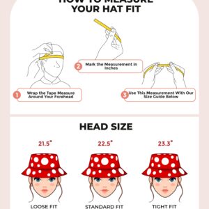 Shrumiez Red Mushroom Hat - Mushroom Bucket Hat for Mario Toad Toadstool Toadette Rave Cosplay Costume Outfit Adult Women Men