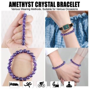 HOZEAL Handmade Amethyst Bracelet, Love Friendship Crystal Stone Protection Amethyst Bracelet, Business Money Wealth Prosperity Good Luck Energy Beaded Bracelets for Men Women