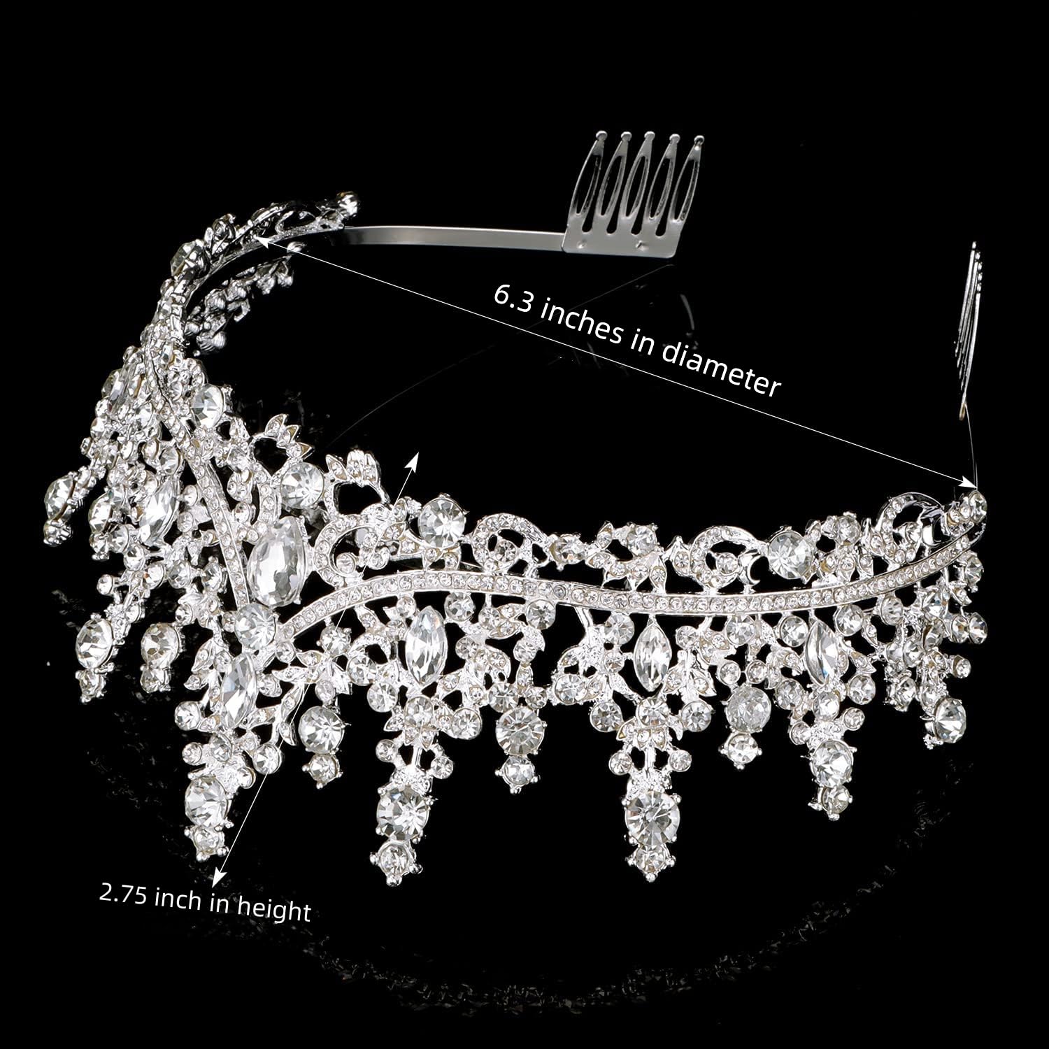 CURASA Silver Tiara and Crowns for Women Crystal Queen Crown, Wedding Tiaras for Bride Princess Crown for Little Girls Headpiece for Bridal Birthday Party Prom Halloween Pageant