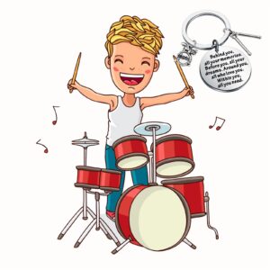 FEELMEM Drummer Gift Behind You All Your Memories Keychain Drum Kit Gifts Musician Jewelry Music Student Graduation Gift Percussion Jewelry (Drummer-ky)