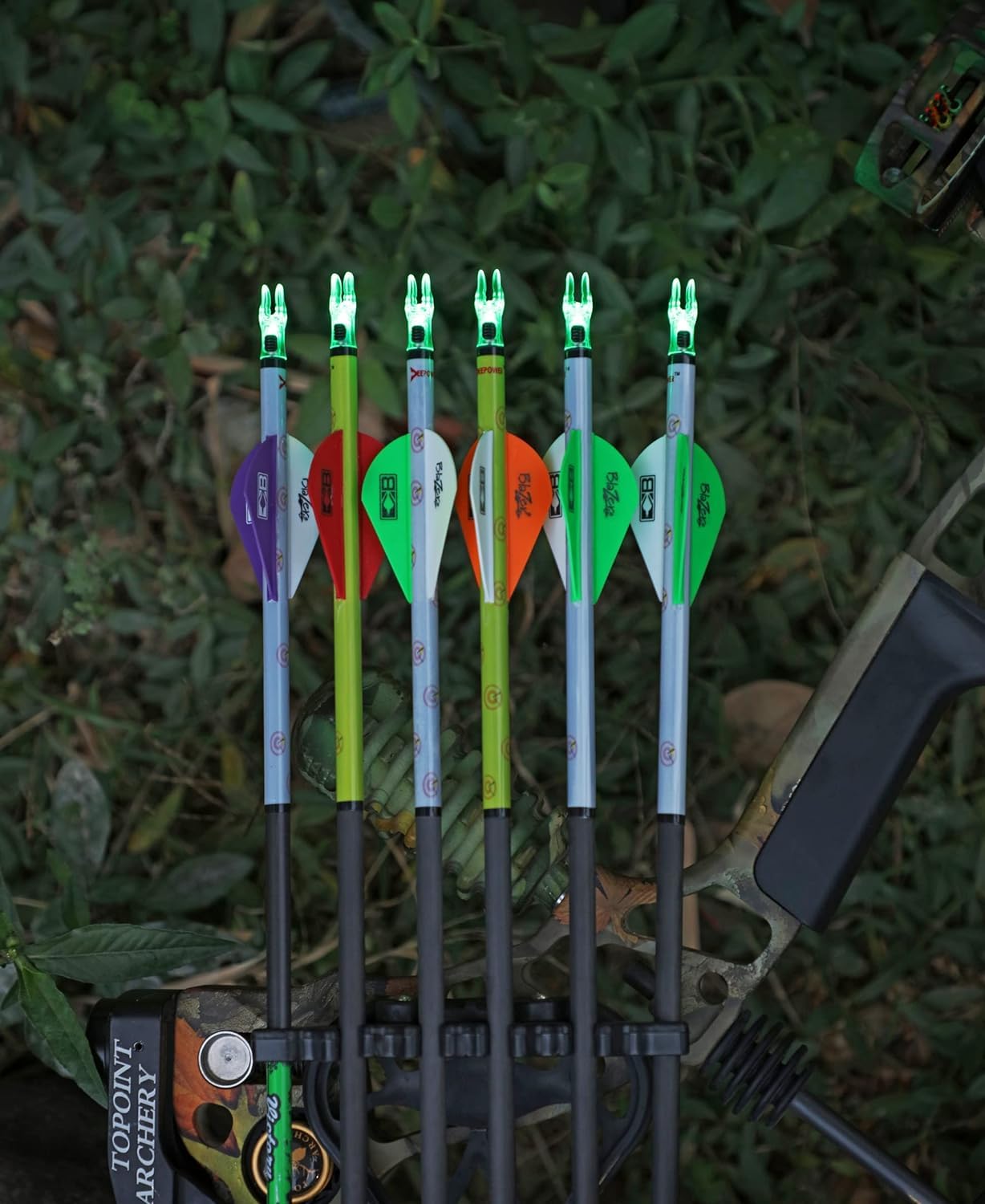 DEEPOWER S Lighted Nocks for Arrows .244/6.2mm 6/12 Pack Lighted Arrow Nocks for Archery Hunting (6, Green)