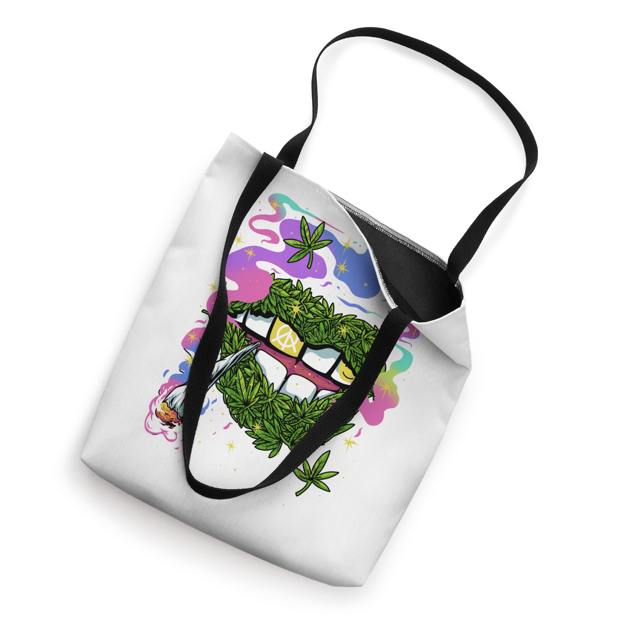 Funny Pot Leaf Lips Marijuana Smoking Joint Tote Bag