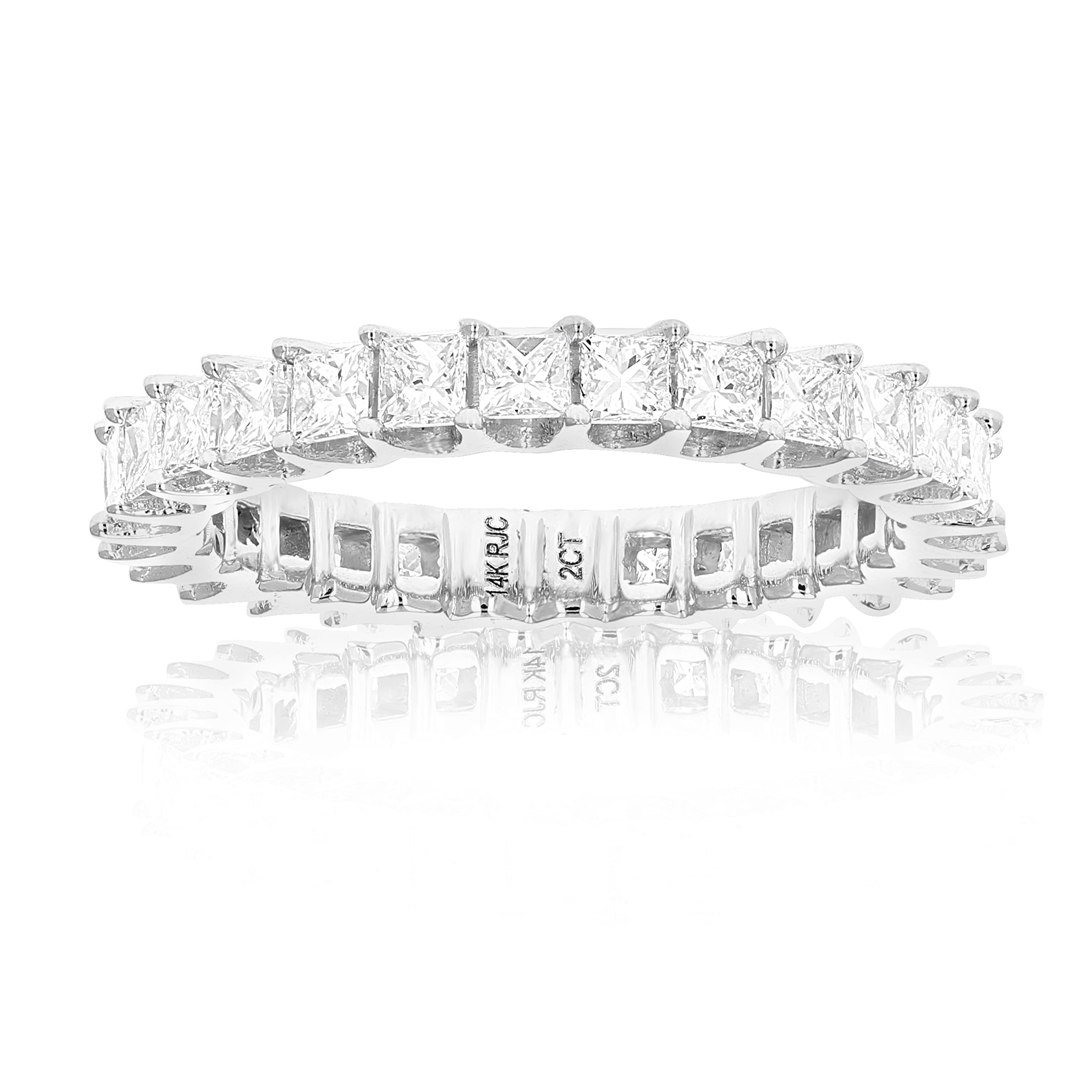 Vir Jewels 2 cttw Diamond Eternity Ring for Women, Princess Cut Diamond Wedding Band in 14K White Gold Prong Set, Size 6