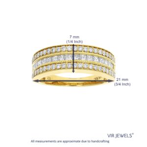 Vir Jewels 1 cttw Princess and Round Diamond Wedding Band with Milgrain 14K Yellow Gold Size 9