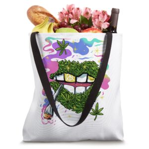 Funny Pot Leaf Lips Marijuana Smoking Joint Tote Bag