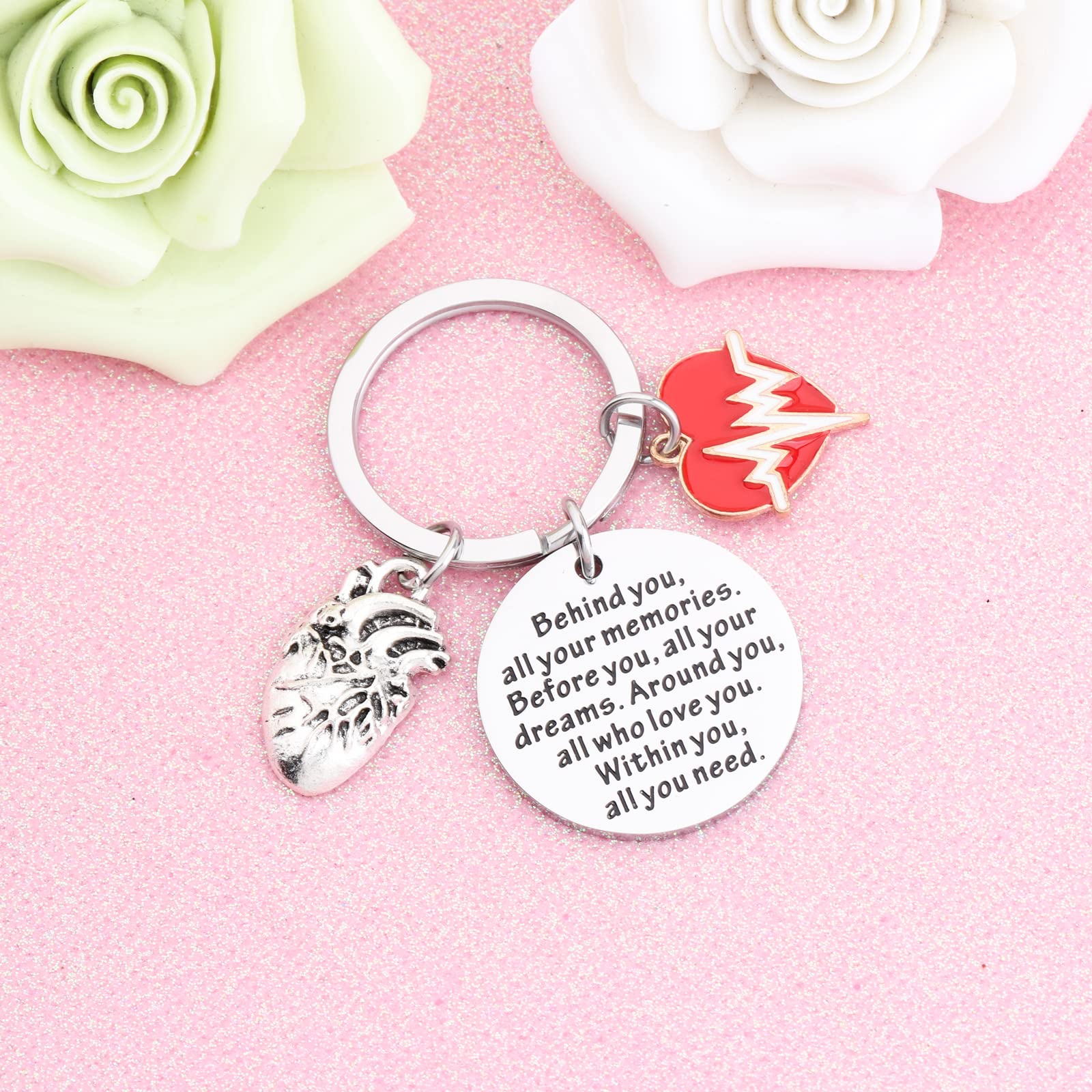 FEELMEM CHD Awareness Gifts Keychain CHD Congenital Heart Defect Awareness Gifts Heart Attack Survivor Gifts