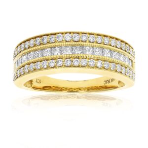 vir jewels 1 cttw princess and round diamond wedding band with milgrain 14k yellow gold size 9