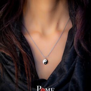 Pome Yin and Yang Pendant Necklace in Sterling Silver, Made in America (Pendant Only, Large Pendant)