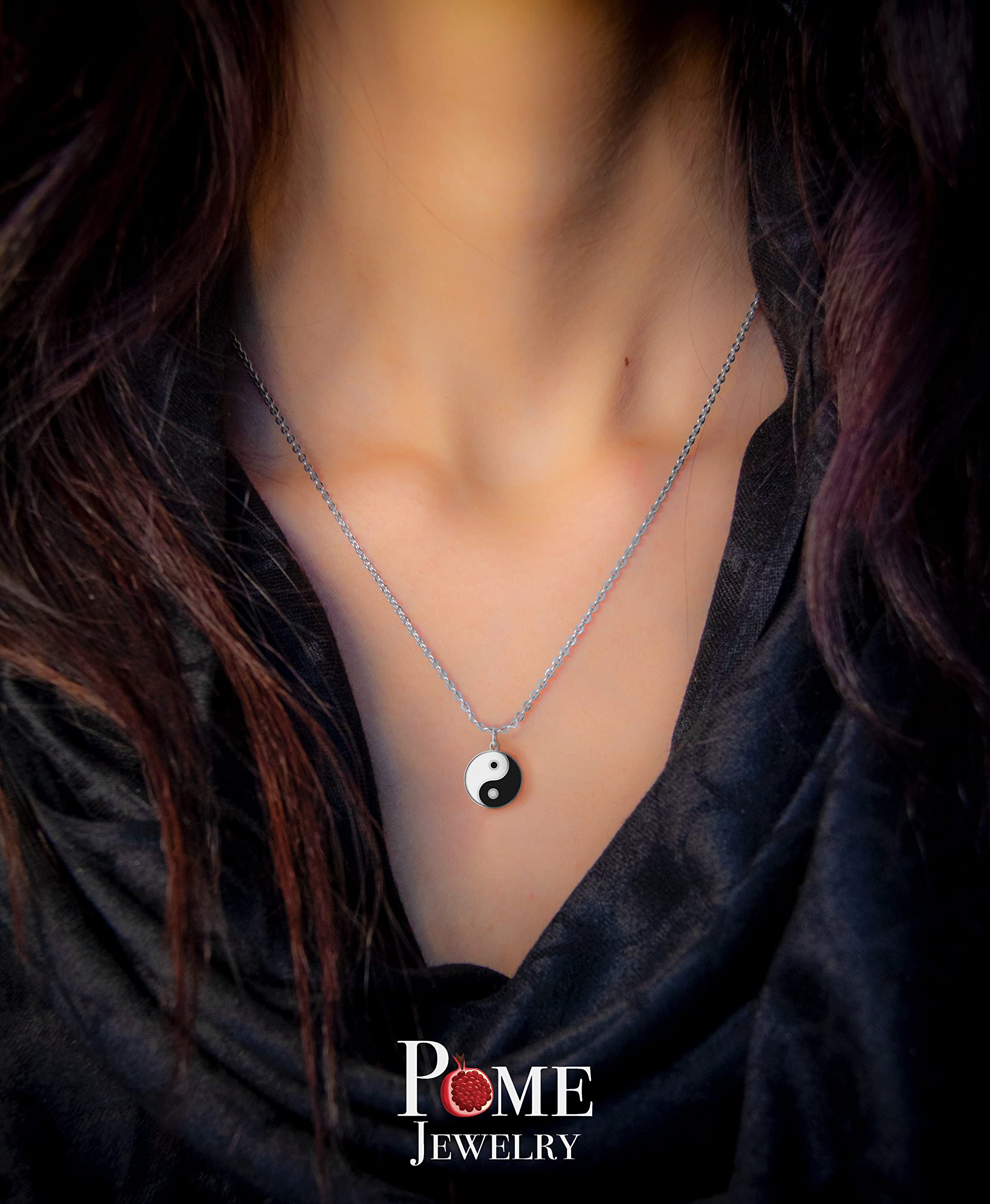 Pome Yin and Yang Pendant Necklace in Sterling Silver, Made in America (Pendant Only, Large Pendant)