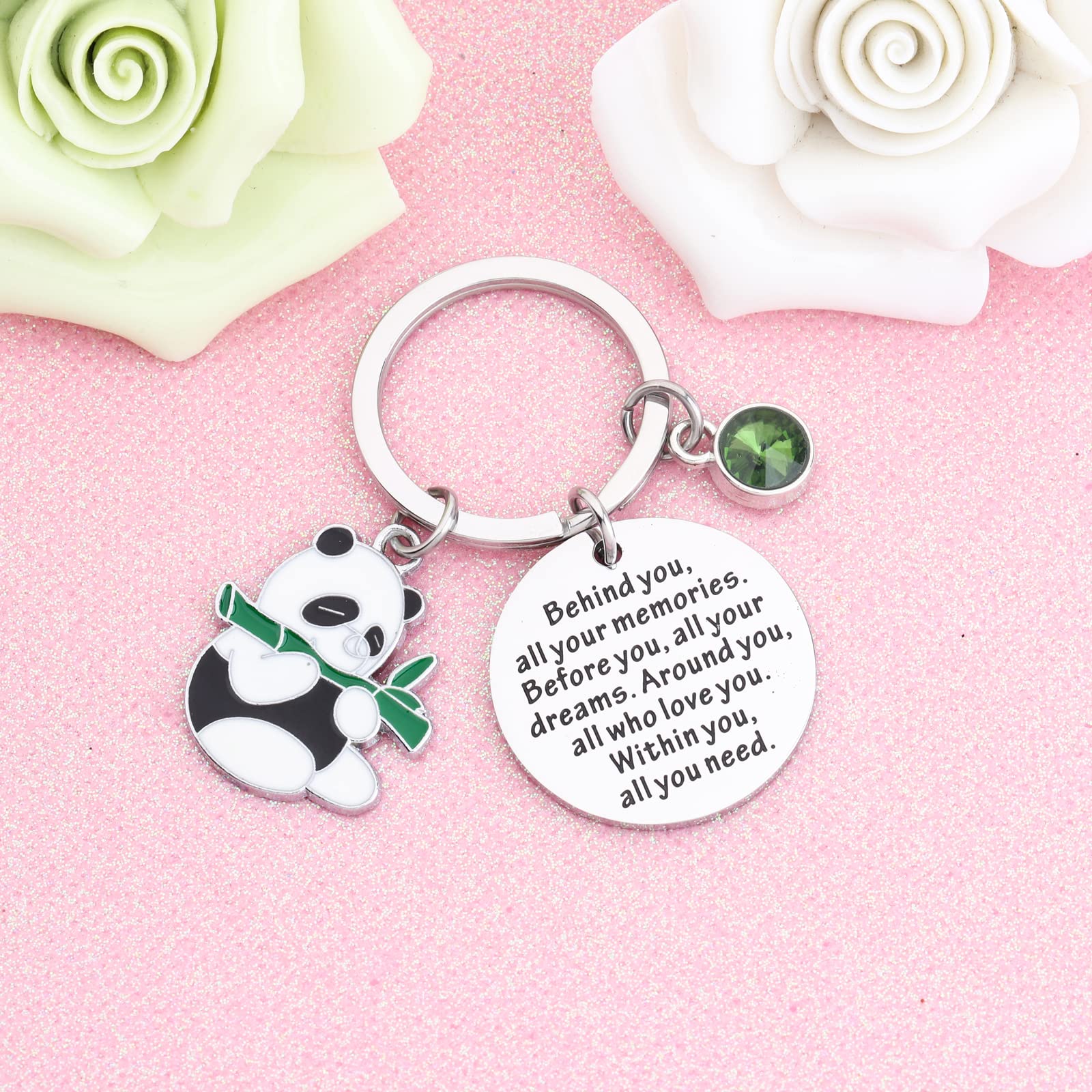 FEELMEM Animal Panda Bear Jewelry Behind You All Your Memories Panda Charm Keychain Spirit Animal Gift Panda Lovers Gift for Friends (Panda-ky)