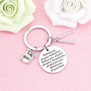 FEELMEM Drummer Gift Behind You All Your Memories Keychain Drum Kit Gifts Musician Jewelry Music Student Graduation Gift Percussion Jewelry (Drummer-ky)