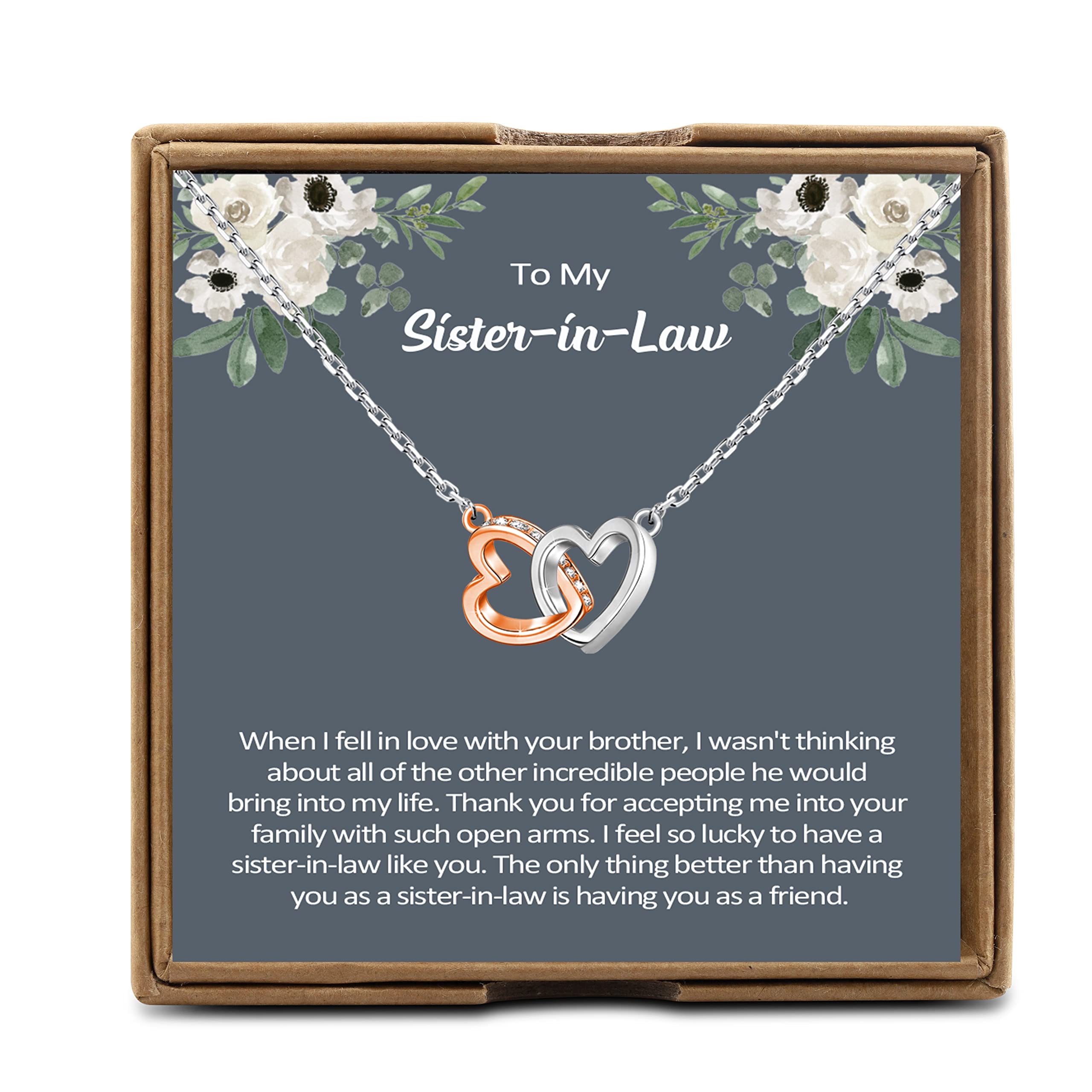 OKEYCH Sister in Law Gift from Sister, Groom Sister Necklace, Sister in Law Birthday Gift, Sister In Law To Be Necklace, Bonus Sister Gift, Wedding Gift Engagement Gift (Sister in Law Necklace)