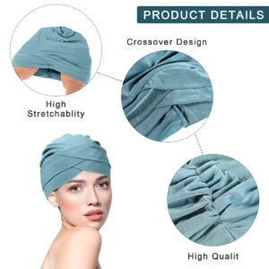 Coume 6 Pcs Slouchy Turban Hats Cancer Headwear Cancer Sleep Cap Lightweight Stretchy Turban Head Wrap Head Covering, 6 Color (Vivid Color)