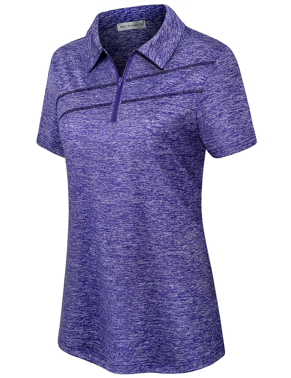 MISS FORTUNE Womens Plus Size Gym Shirts Running Golf Tops Workout Shirts, Quick Dry Sport Tops Short Sleeve Purple 2XL