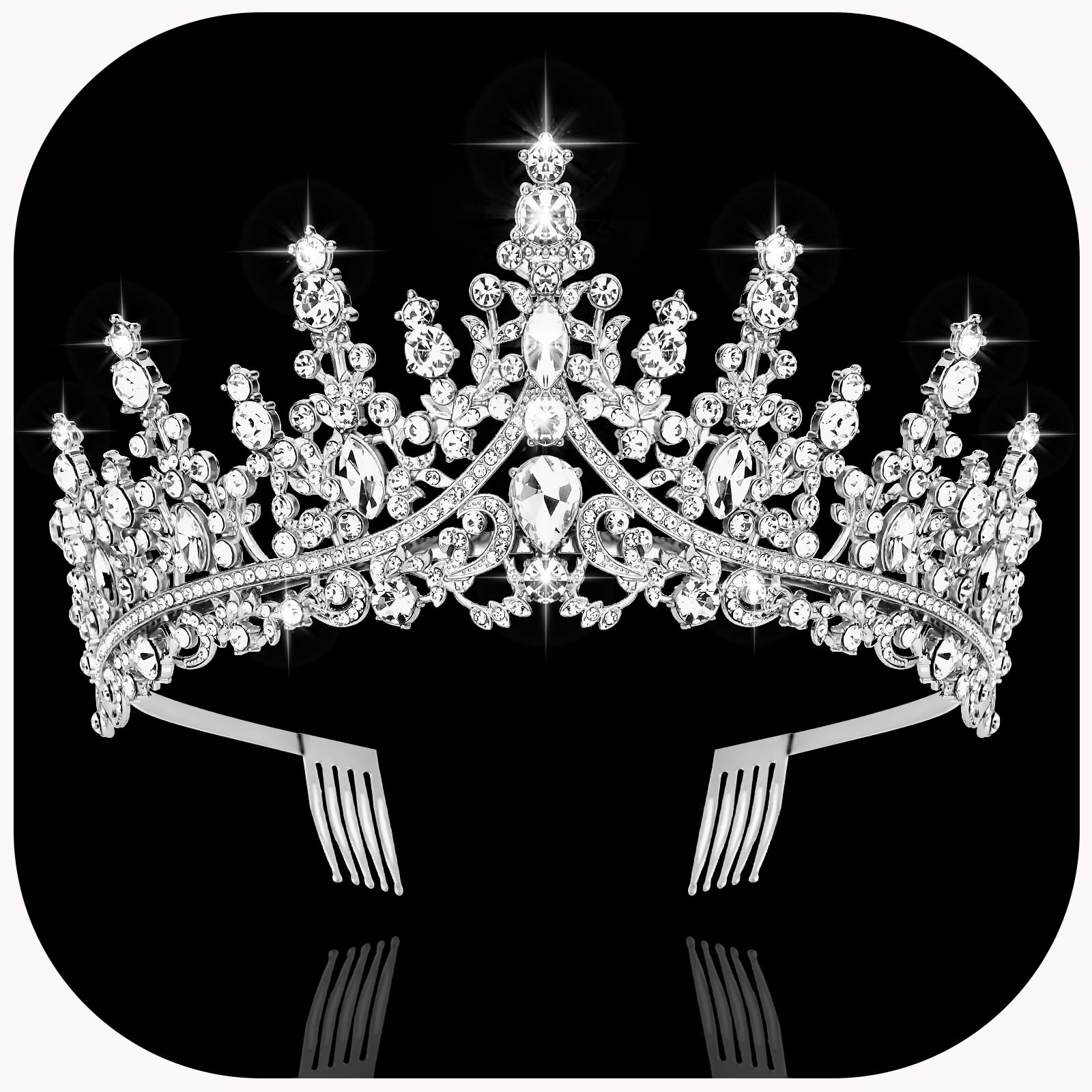 CURASA Silver Tiara and Crowns for Women Crystal Queen Crown, Wedding Tiaras for Bride Princess Crown for Little Girls Headpiece for Bridal Birthday Party Prom Halloween Pageant