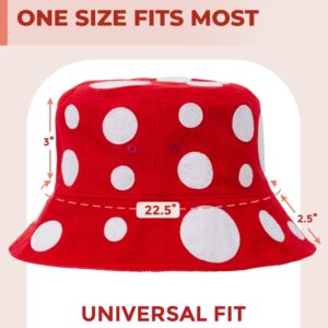 Shrumiez Red Mushroom Hat - Mushroom Bucket Hat for Mario Toad Toadstool Toadette Rave Cosplay Costume Outfit Adult Women Men