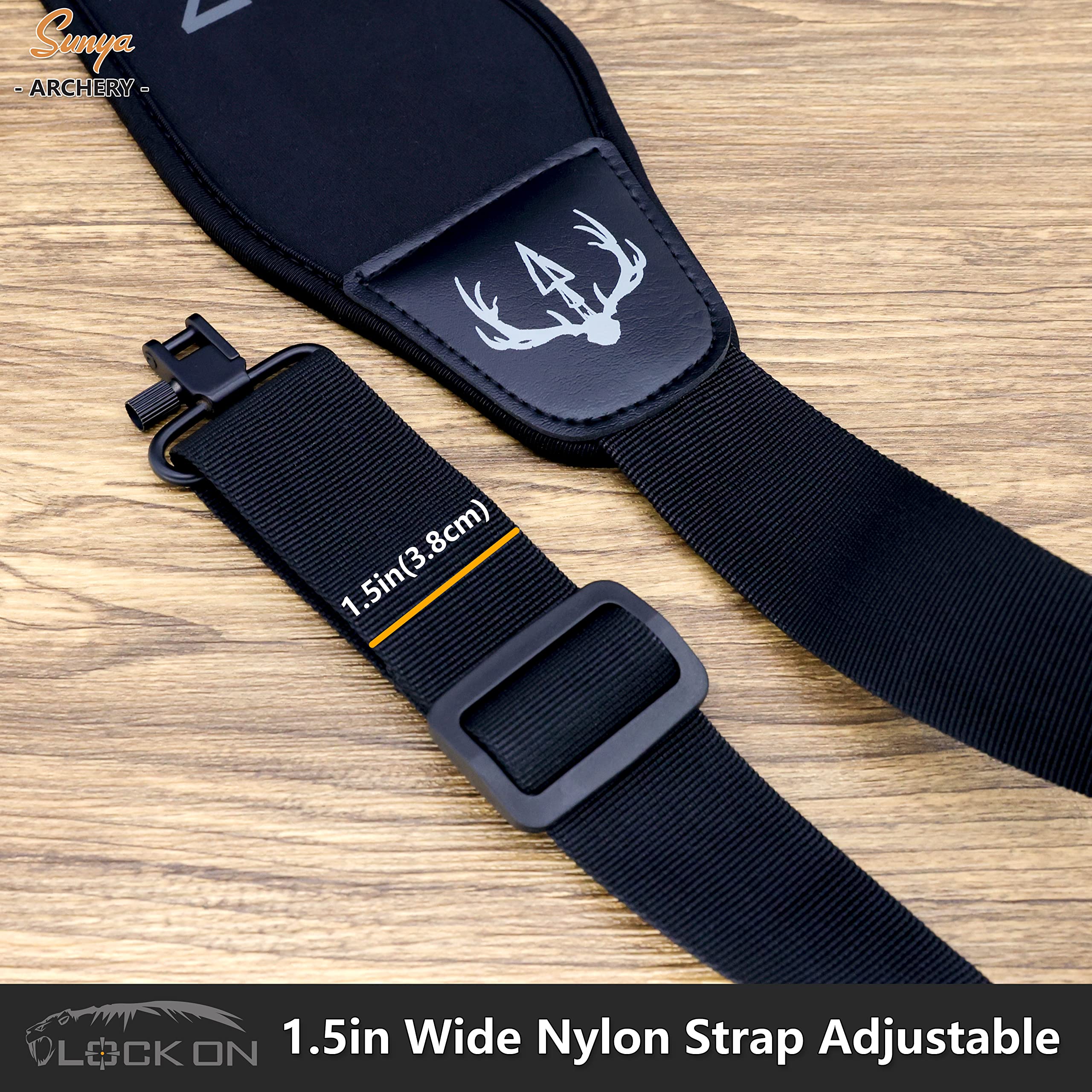 SUNYA Neoprene Crossbow Sling, Wide and Thick Padded on Shoulder, Strap with Swivels