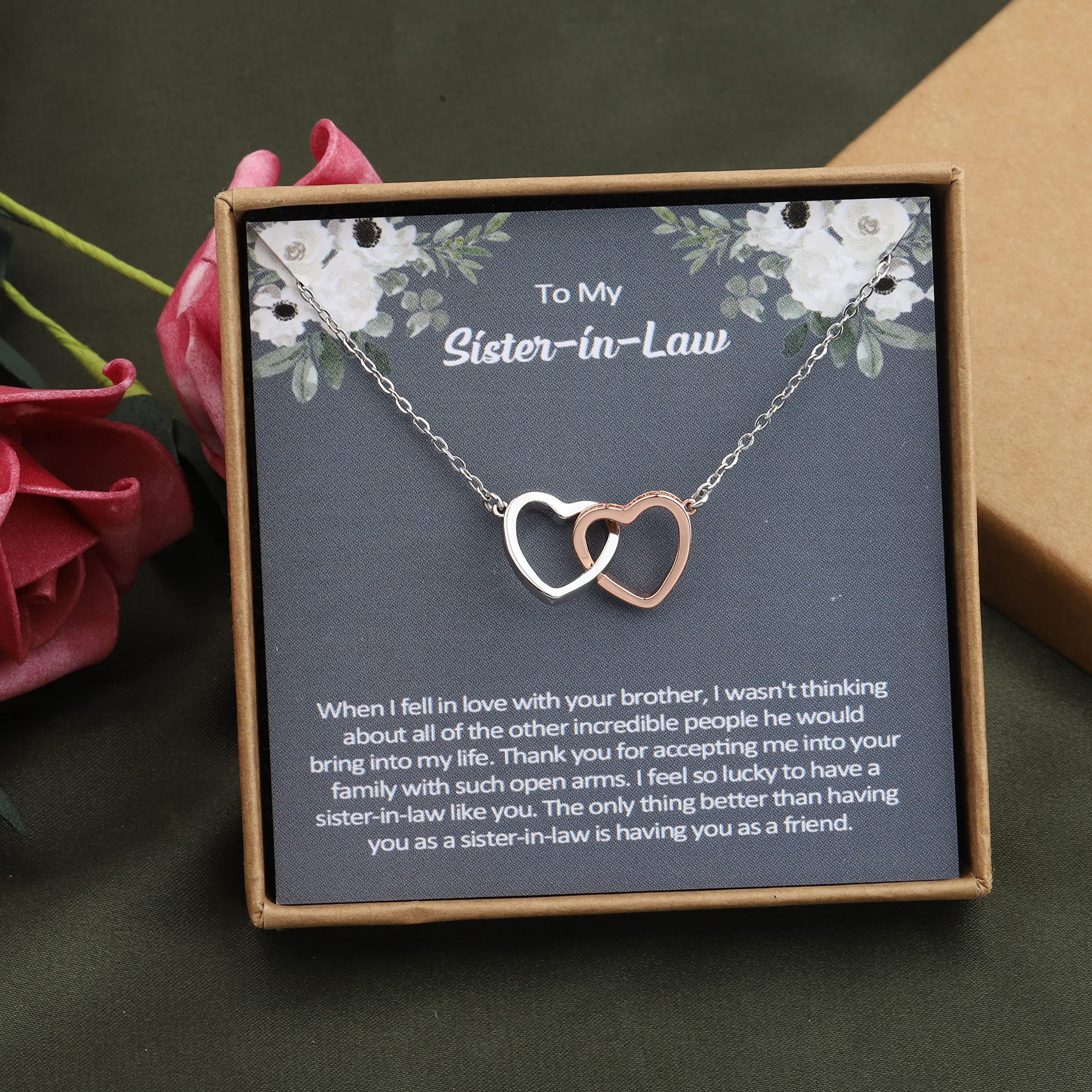 OKEYCH Sister in Law Gift from Sister, Groom Sister Necklace, Sister in Law Birthday Gift, Sister In Law To Be Necklace, Bonus Sister Gift, Wedding Gift Engagement Gift (Sister in Law Necklace)