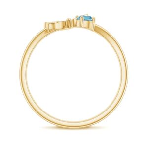 Rosec Jewels Natural Swiss Blue Topaz Diamond Promise Ring for Women, AAA Quality, Cute Butterfly Ring - Ready to Gift, 14K Yellow Gold, Size:US 3.00