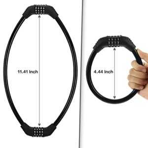 Fusiontec Bike Lock Cable, Bike Locks Heavy Duty Anti Theft, 2 Pcs Security 4 Digit Resettable Combination Bike Cable Lock, Portable Code Lock Cable for Bicycle, Black