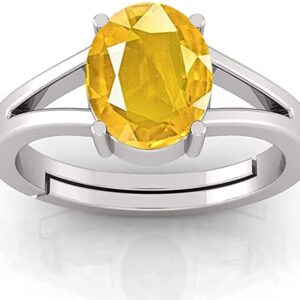 SirDaksh 6.50 Carat 925 Sterling Silver Ring Yellow Sapphire Gemstone Astrological Purpose For Men And Women's