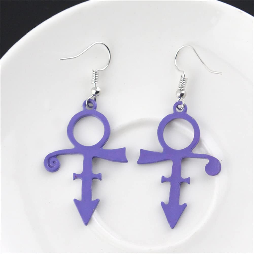 ANXIN STORE Punk stylish personalized cartoon music note earrings gothic jewelry music symbols prince rock band symbol earrings (Purple music note earrings)