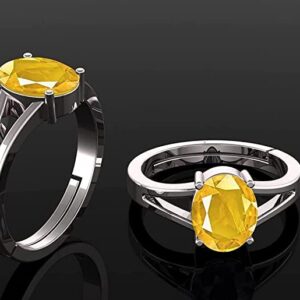 SirDaksh 6.50 Carat 925 Sterling Silver Ring Yellow Sapphire Gemstone Astrological Purpose For Men And Women's